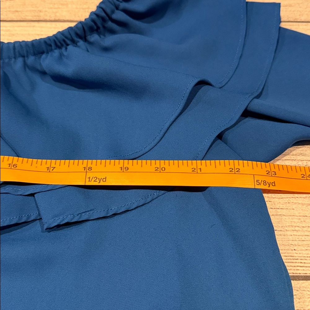 Women’s Michael by Michael Off the Shoulder Ruffled Top size L royal blue - Picture 7 of 11